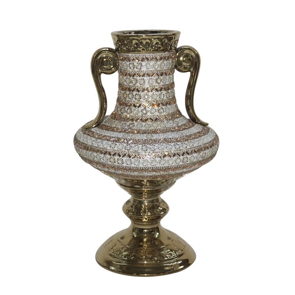 Golden Floral Vase in Gold, Amber , White color