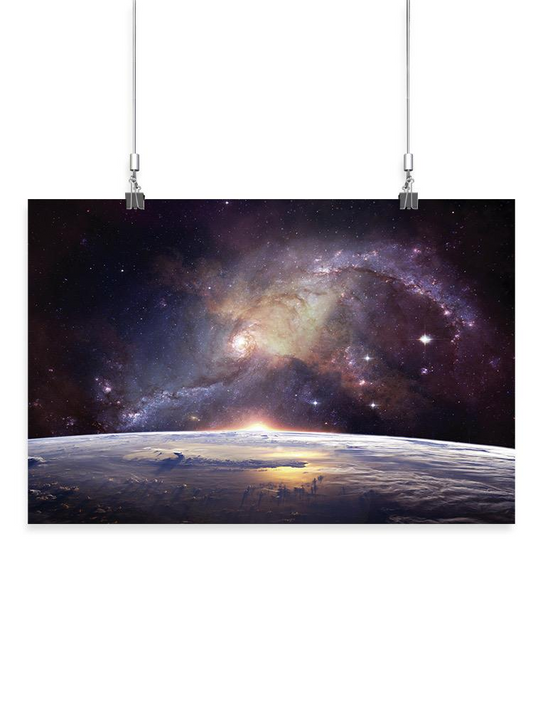 Galaxy Over Planet Poster -SmartPrintsInk Designs