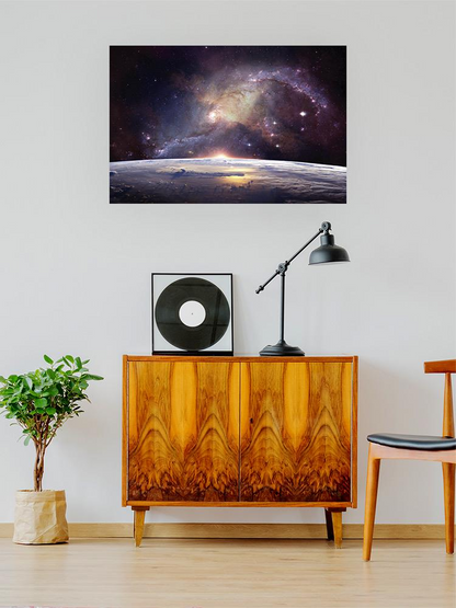 Galaxy Over Planet Poster -SmartPrintsInk Designs