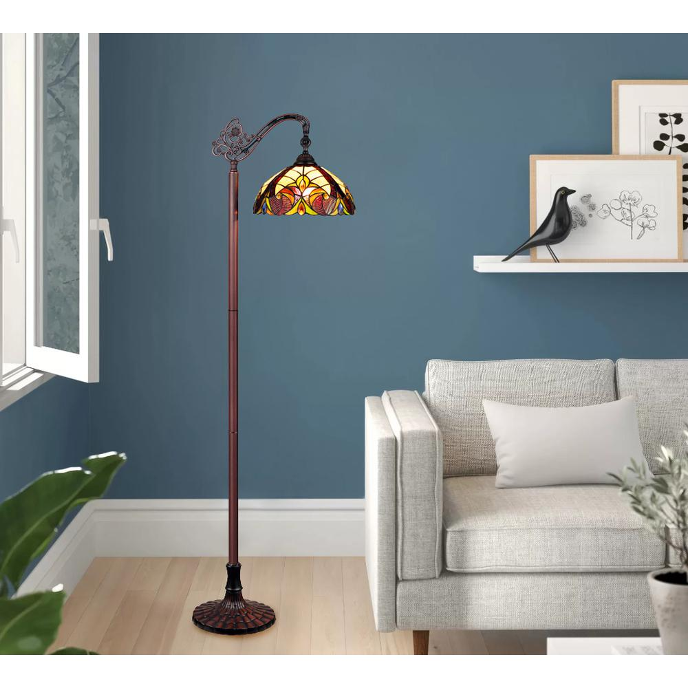 CHLOE Lighting ADIA Tiffany-Style Dark Bronze 1-Light Victorian Reading Floor Lamp 11" Shade