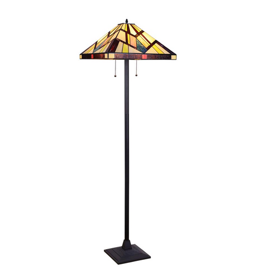 CHLOE Lighting VINCENT Tiffany-Style Blackish Bronze 2-Light Mission Floor Lamp 18" Shade