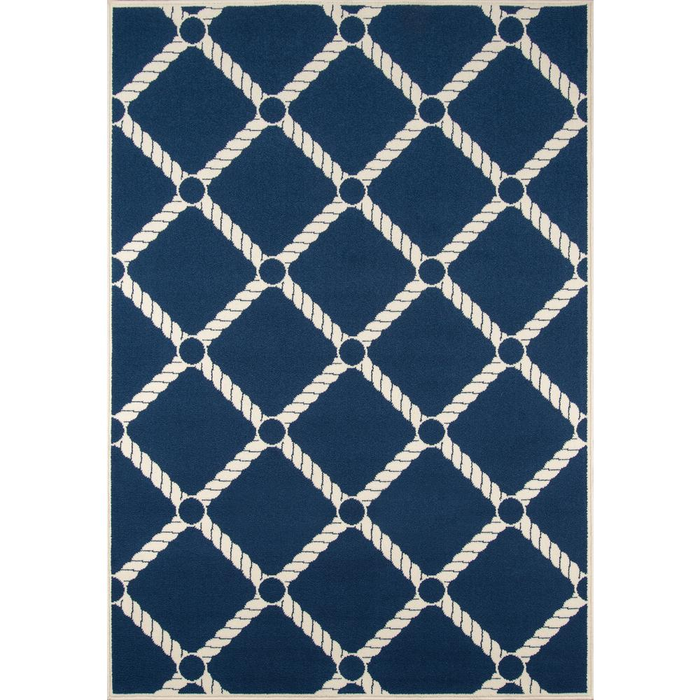 Contemporary Rectangle Area Rug, Navy, 6'7" X 9'6"