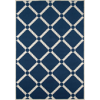 Contemporary Rectangle Area Rug, Navy, 6'7" X 9'6"