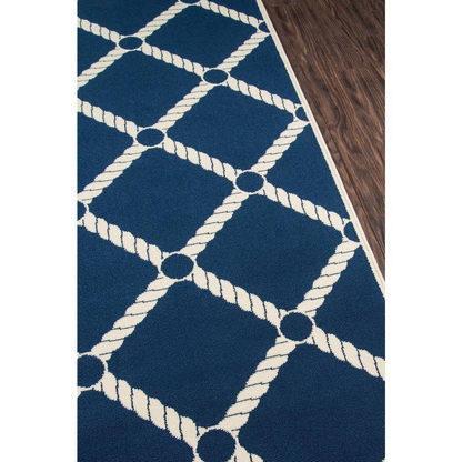 Contemporary Rectangle Area Rug, Navy, 6'7" X 9'6"