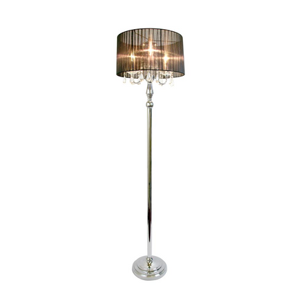 Trendy Romantic Sheer Shade Floor Lamp with Hanging Crystals