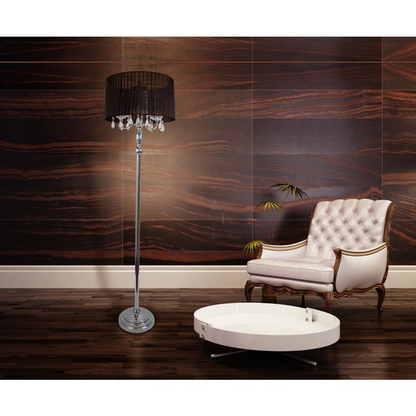 Trendy Romantic Sheer Shade Floor Lamp with Hanging Crystals