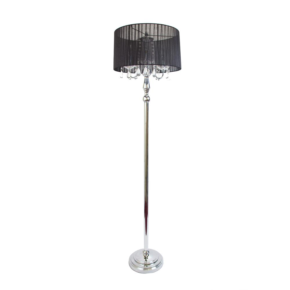 Trendy Romantic Sheer Shade Floor Lamp with Hanging Crystals