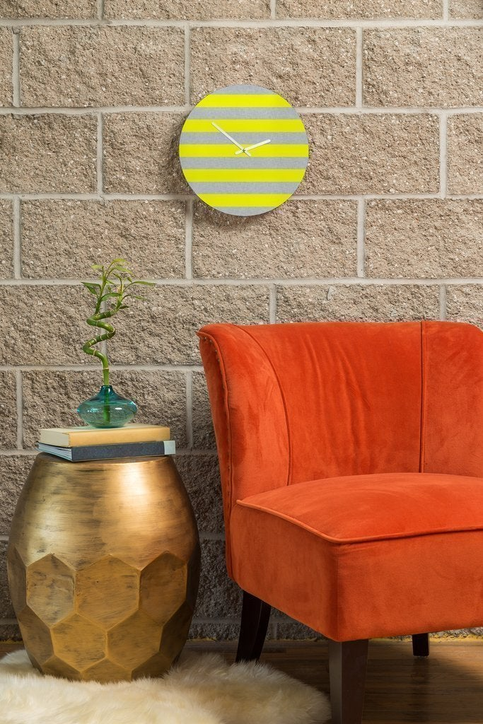 YELLOW LINES WALL CLOCK