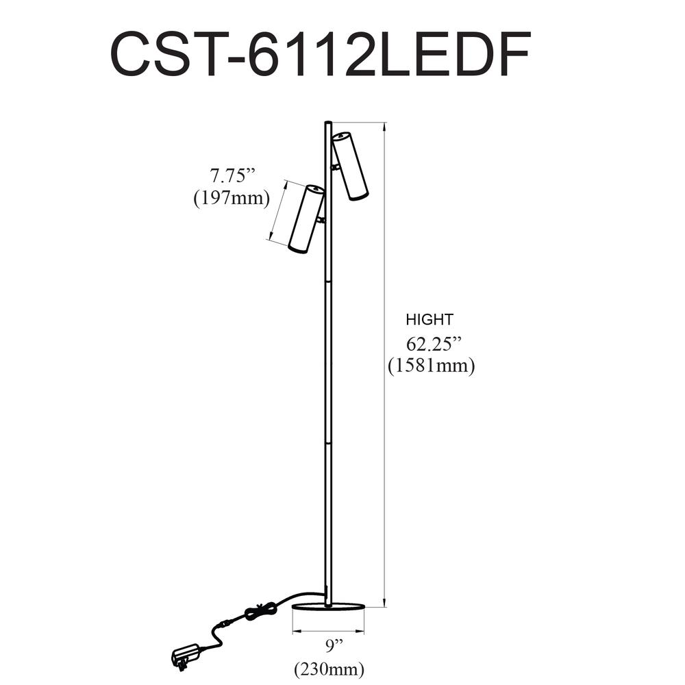 12W Floor Lamp,  AGB, FR Acrylic Diffuser