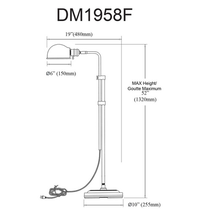 1LT Incan Adjustable Pharmacy Floor Lamp, AGB