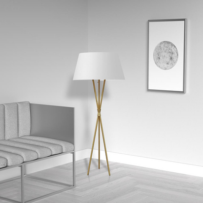 1LT Floor Lamp, ABG, WH Shade