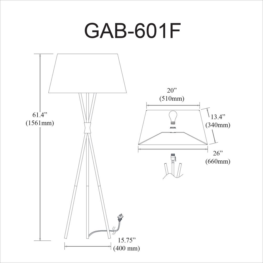 1LT Floor Lamp, ABG, WH Shade