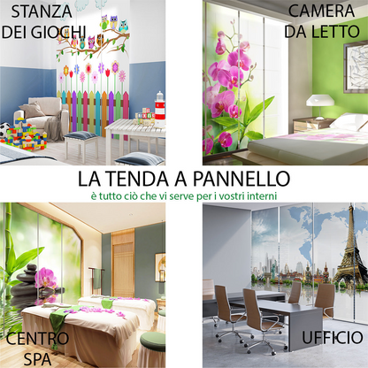 Set di 4 Tende a Pannello Orchidee Gialle