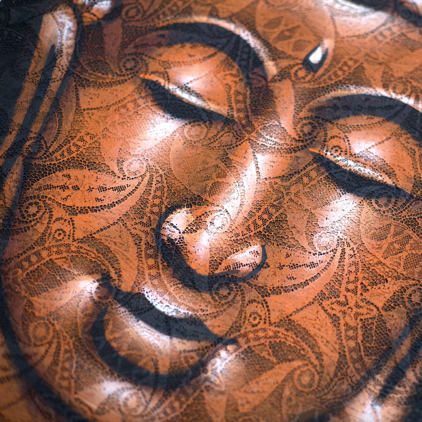 Buddha Painting - Copper Brocade Detail