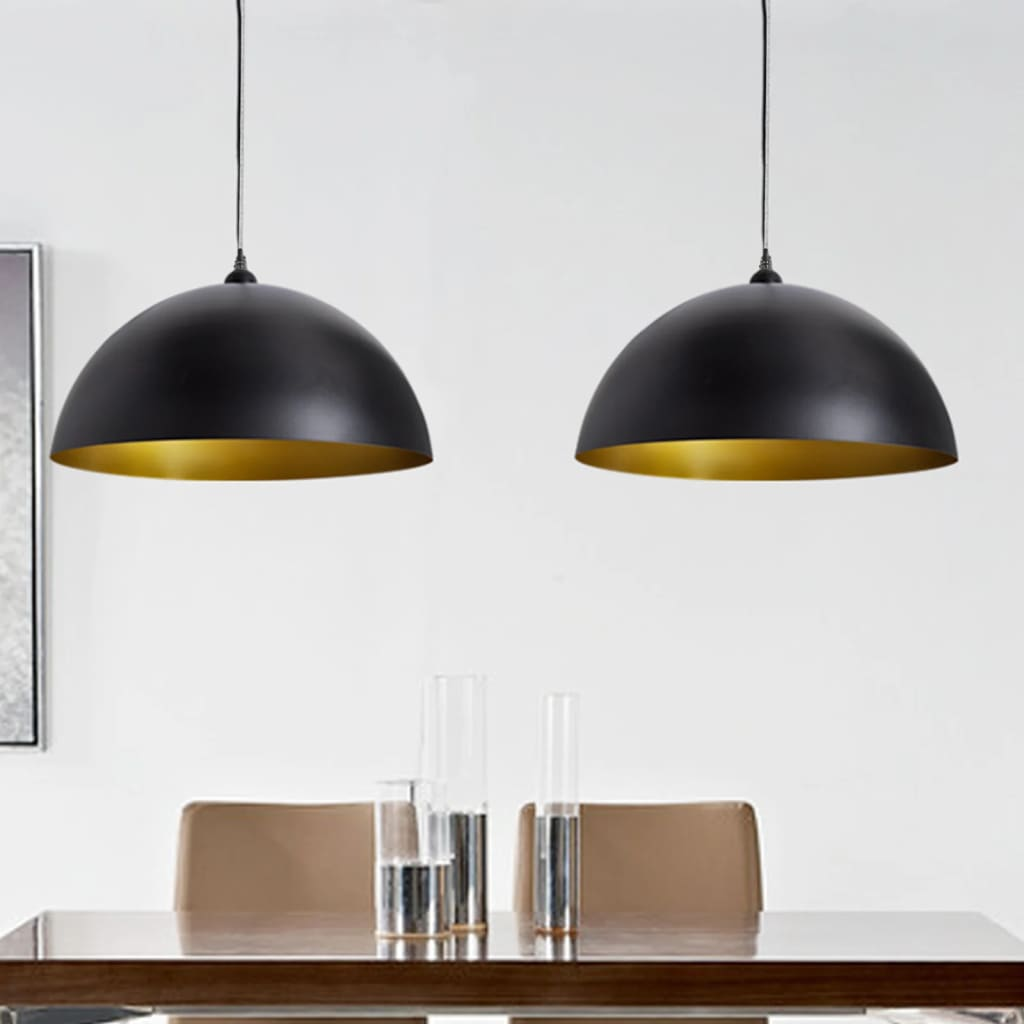 vidaXL Ceiling Lamp 2 pcs Height-adjustable Semi-spherical Black