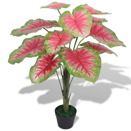 vidaXL Artificial Caladium Plant with Pot 85 cm Green and Red