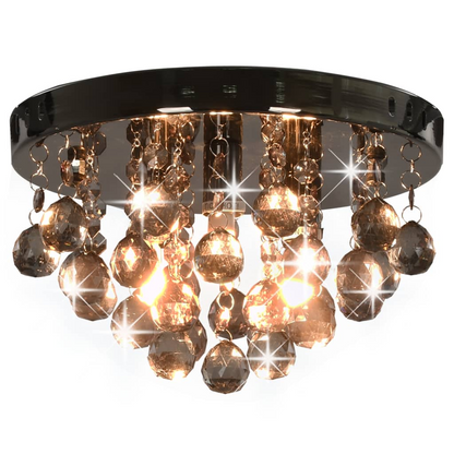 vidaXL Ceiling Lamp with Smoky Beads Black Round G9