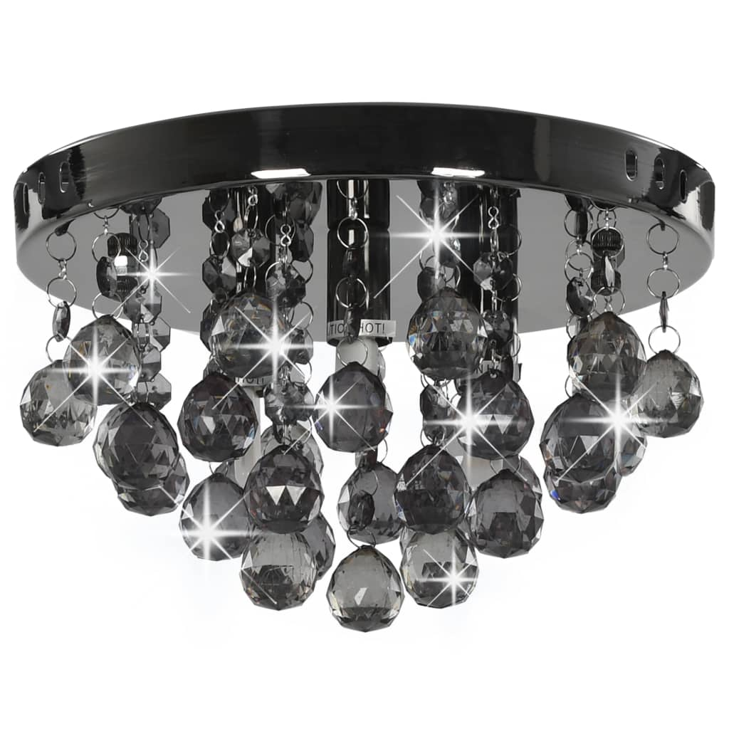 vidaXL Ceiling Lamp with Smoky Beads Black Round G9