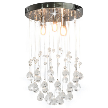 vidaXL Ceiling Lamp with Crystal Beads Silver Sphere 3 x G9 Bulbs