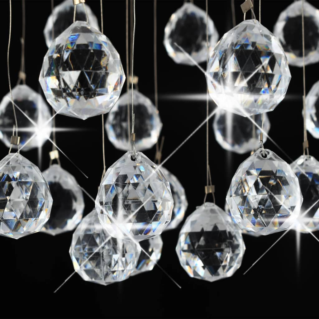 vidaXL Ceiling Lamp with Crystal Beads Silver Sphere 3 x G9 Bulbs