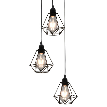 vidaXL Ceiling Lamp with Diamond Design Black 3 x E27 Bulbs