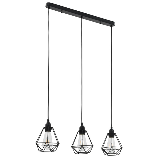 vidaXL Ceiling Lamp with Diamond Design Black 3 x E27 Bulbs