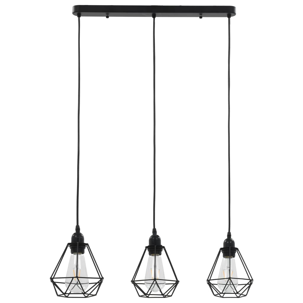 vidaXL Ceiling Lamp with Diamond Design Black 3 x E27 Bulbs