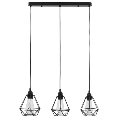 vidaXL Ceiling Lamp with Diamond Design Black 3 x E27 Bulbs