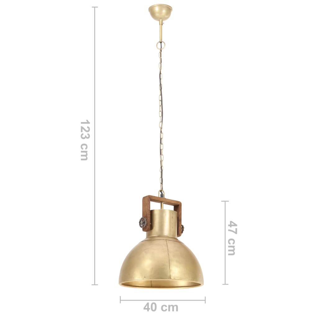 vidaXL Industrial Hanging Lamp 25 W Brass Round 40 cm E27