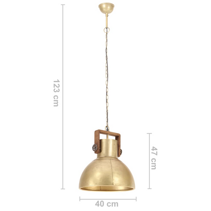 vidaXL Industrial Hanging Lamp 25 W Brass Round 40 cm E27