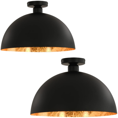 vidaXL Ceiling Lamps 2 pcs Black and Gold Semi-spherical E27