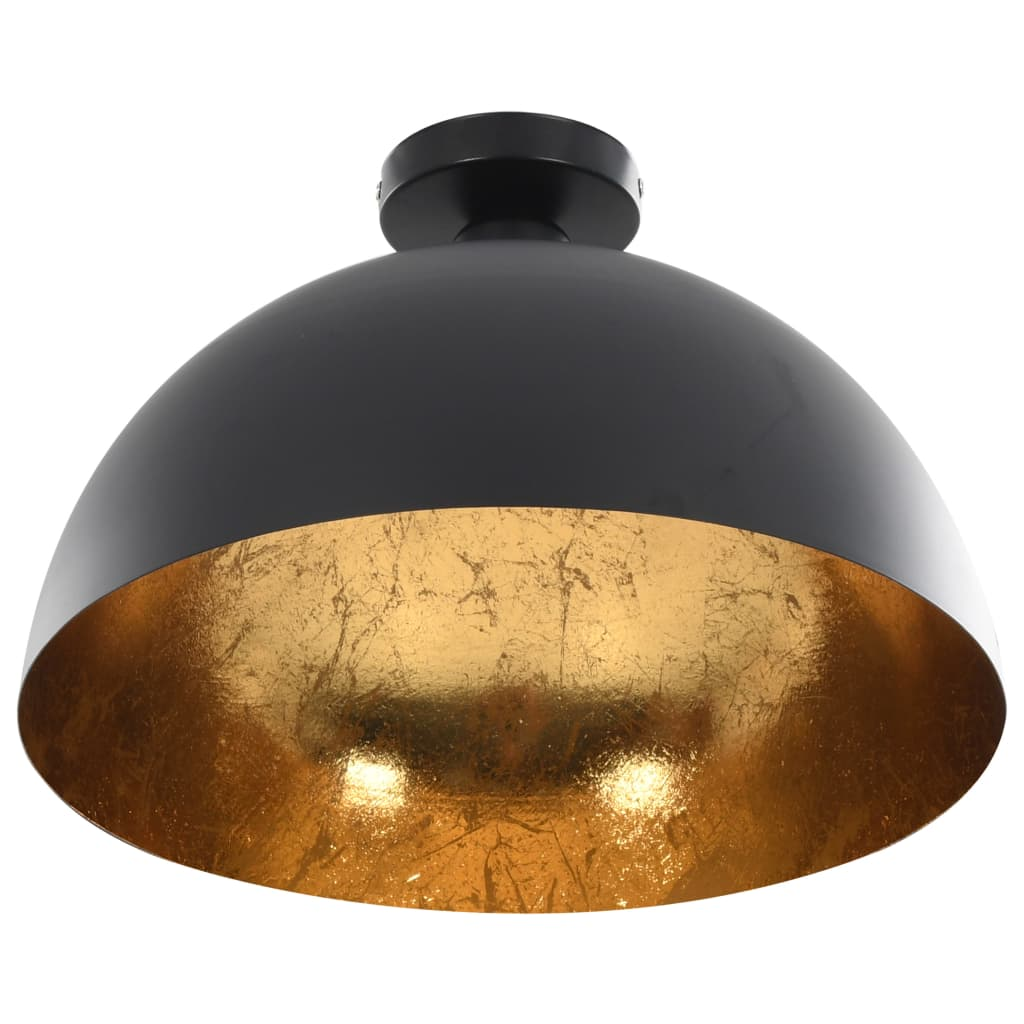 vidaXL Ceiling Lamps 2 pcs Black and Gold Semi-spherical E27