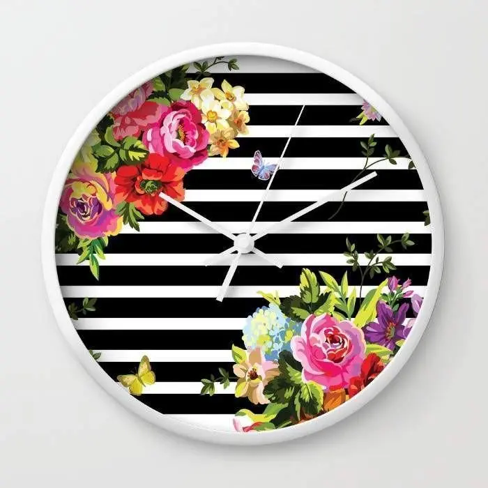 Stripes Floral Wall clock