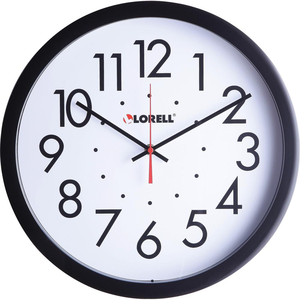 Lorell 14-1/2" Self-Set Wall Clock - Analog - Quartz - White Main Dial - Black