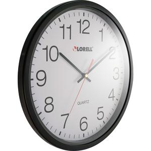 Lorell 12-1/2" Slimline Wall Clock - Analog - Quartz - Black - Modern Style