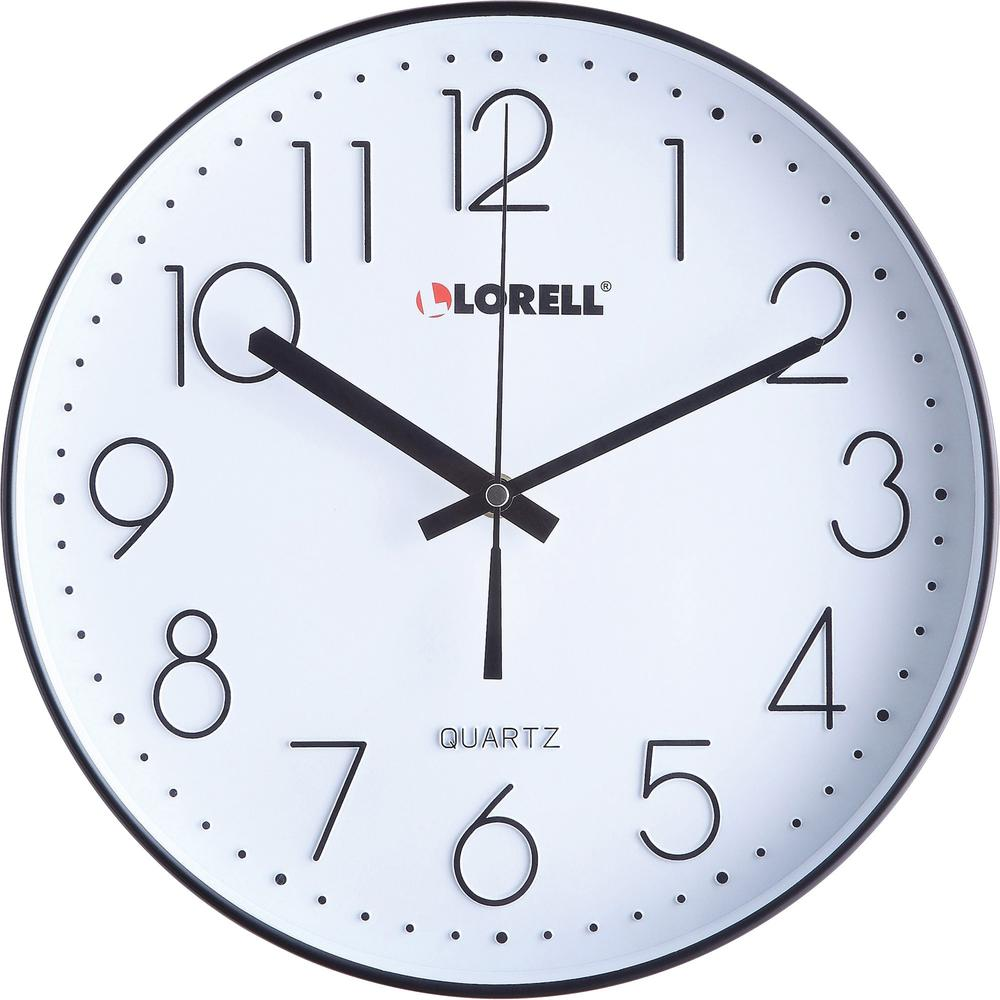 Lorell 12" Round Quiet Wall Clock - Analog - Quartz - Black