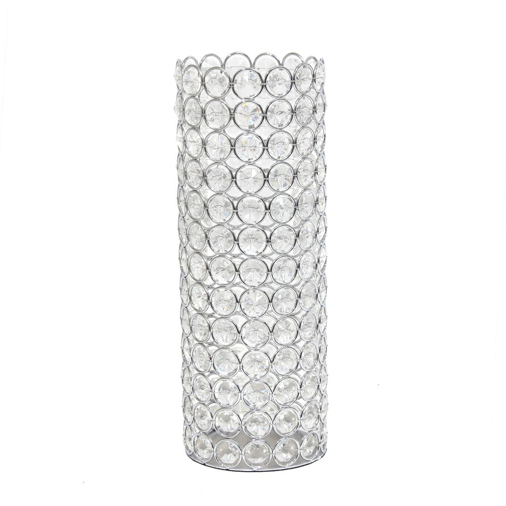 Elipse Crystal  Decorative Vase, 11.25 Inch, Chrome