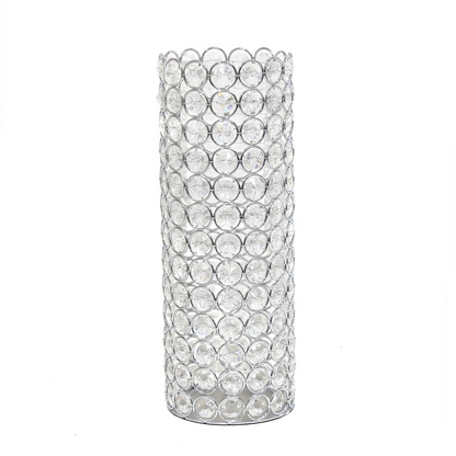 Elipse Crystal  Decorative Vase, 11.25 Inch, Chrome