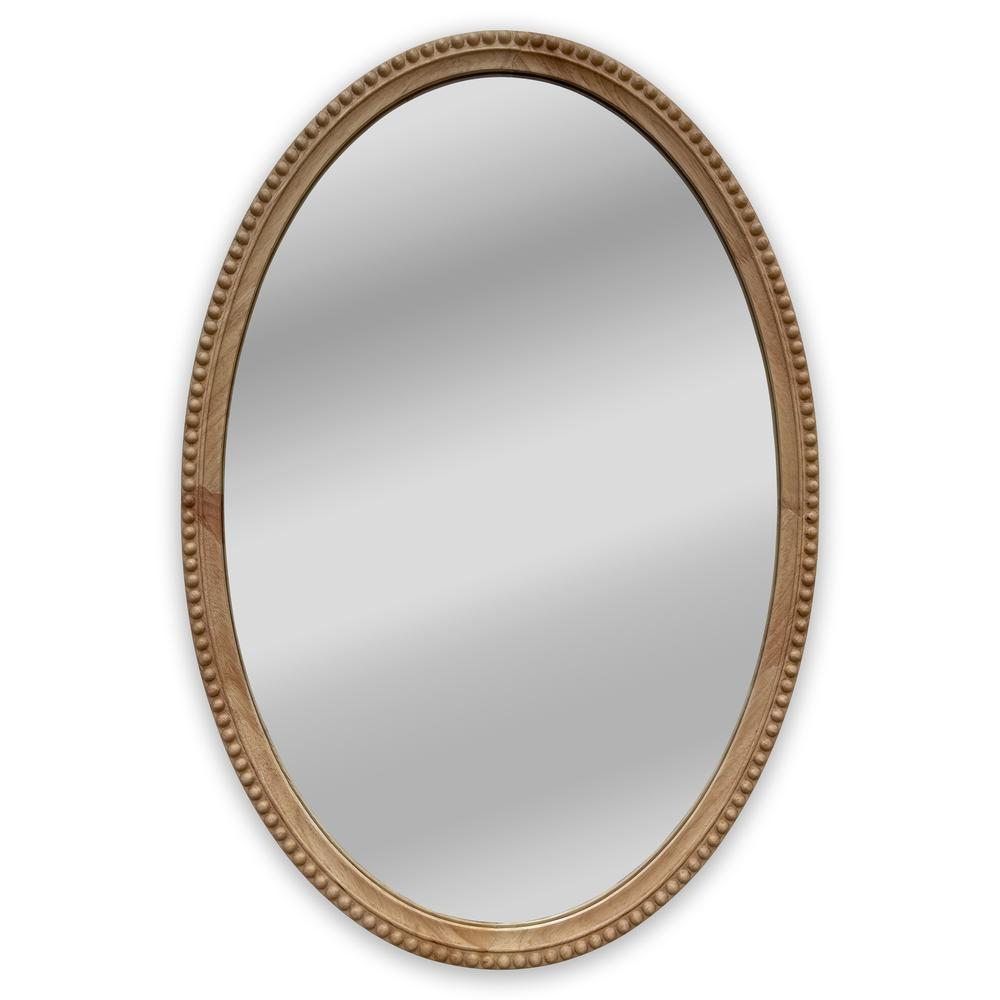 CHLOE's Reflection Contemporary Maple Wood Finish Oval Textured Framed Wall Mirror 32" Height