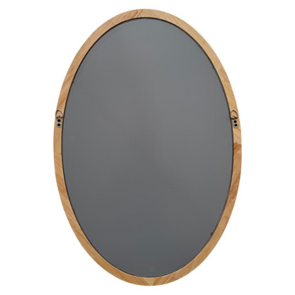 CHLOE's Reflection Contemporary Maple Wood Finish Oval Textured Framed Wall Mirror 32" Height