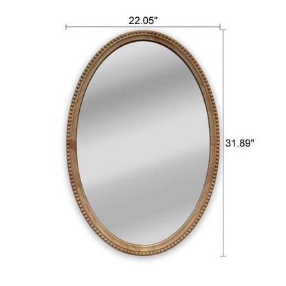 CHLOE's Reflection Contemporary Maple Wood Finish Oval Textured Framed Wall Mirror 32" Height