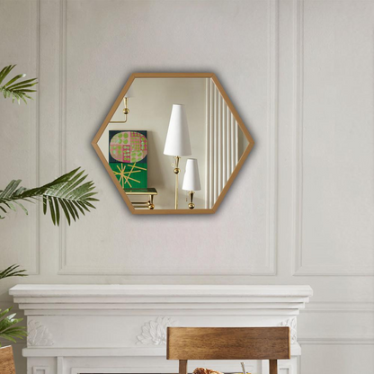 CHLOE's Reflection Contemporary Maple Finish Hexagon Framed Wall Mirror 24" Width