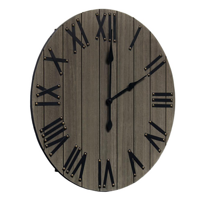 Handsome 21" Rustic Farmhouse Wood Wall Clock, Rustic Gray