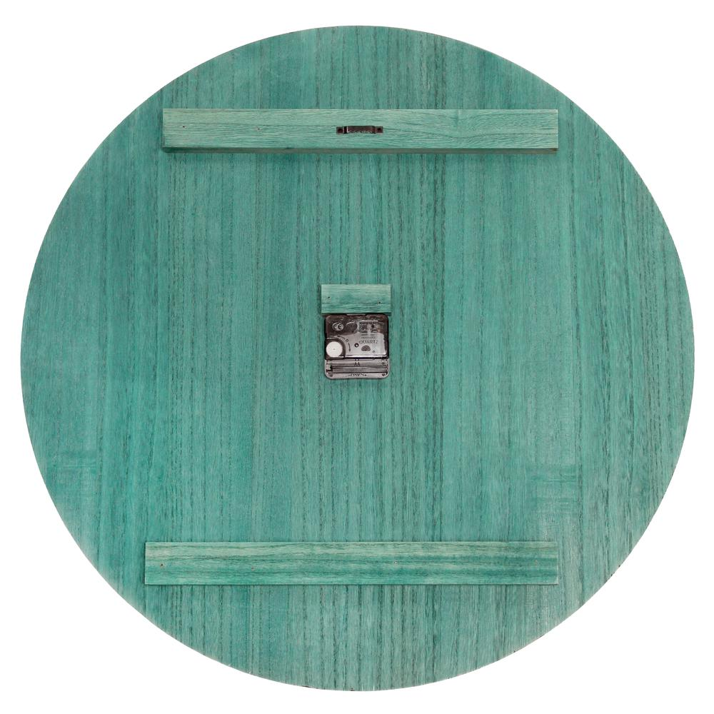 Wood Plank 23" Large Rustic Coastal Wall Clock, Dark Aqua Wash