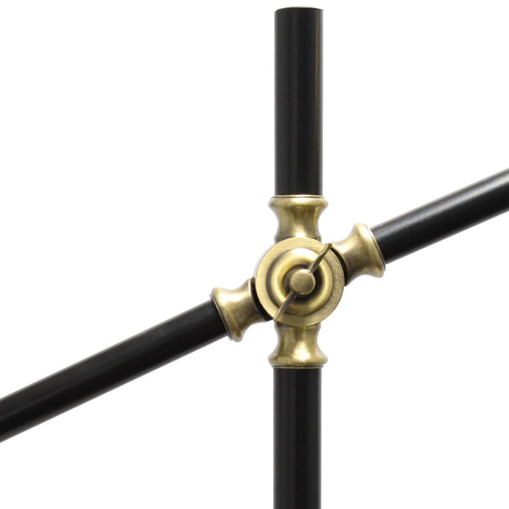 Matte Black Pivot Arm Floor Lamp, Antique Brass