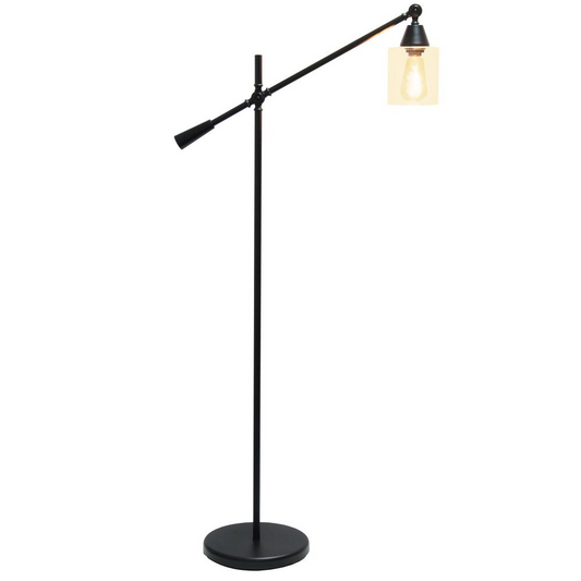 Pivot Arm Floor Lamp with Glass Shade