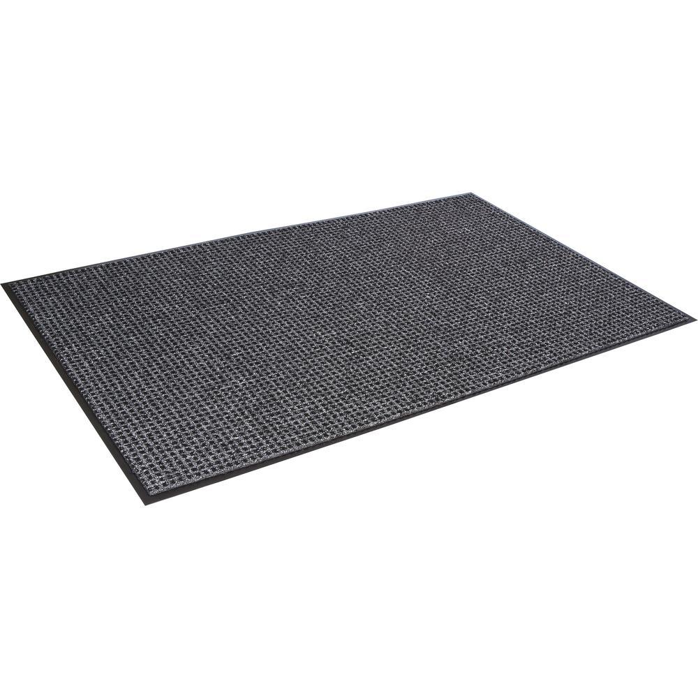 Crown Mats Oxford Wiper Scraper Mat - Floor - 60" Length x 36" Width x 0.375" Thickness - Rectangular - Olefin, Vinyl - Black, Gray - 1Each