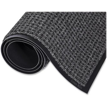 Crown Mats Oxford Wiper Scraper Mat - Floor - 60" Length x 36" Width x 0.375" Thickness - Rectangular - Olefin, Vinyl - Black, Gray - 1Each