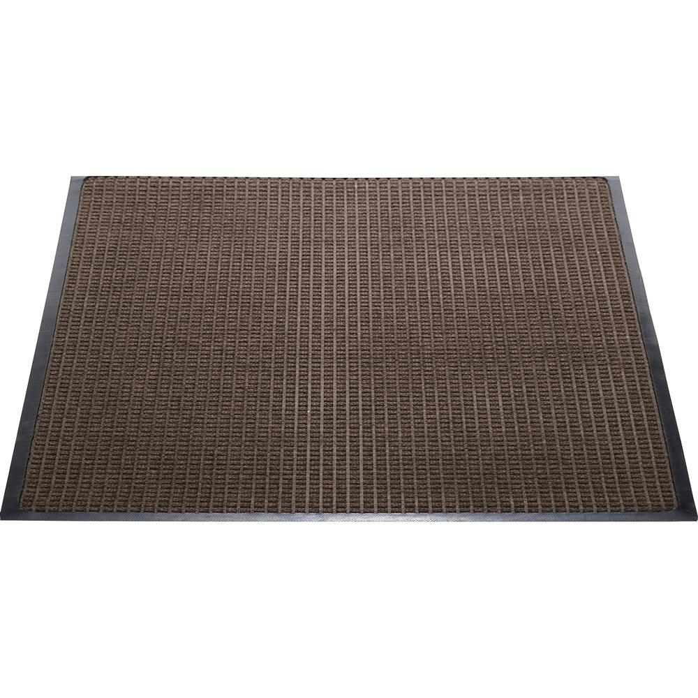 Genuine Joe Waterguard Floor Mat - Floor - 10 ft Length x 36" Width - Rectangular - Rubber - Brown - 1Each