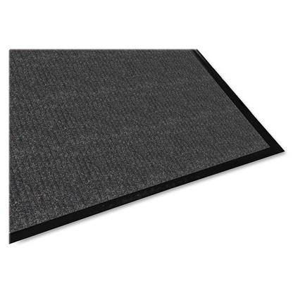 Genuine Joe Ribbed Indoor Wiper Mat - Warehouse, Indoor - 72" Length x 48" Width - Vinyl, Polypropylene - Charcoal - 1Each